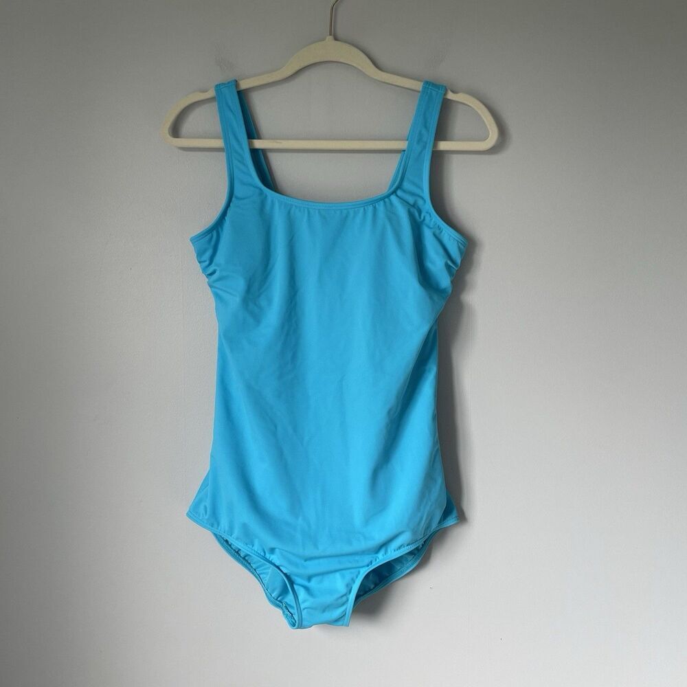 Lands' End One Piece Swimsuit Swimwear Beachwear Blue Women's Size 10 Long